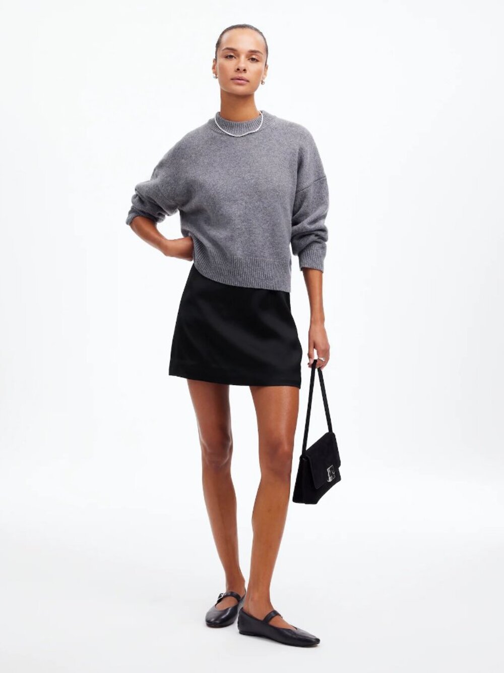 NWT Madewell Satin Mini Skirt Women's Black Size 2